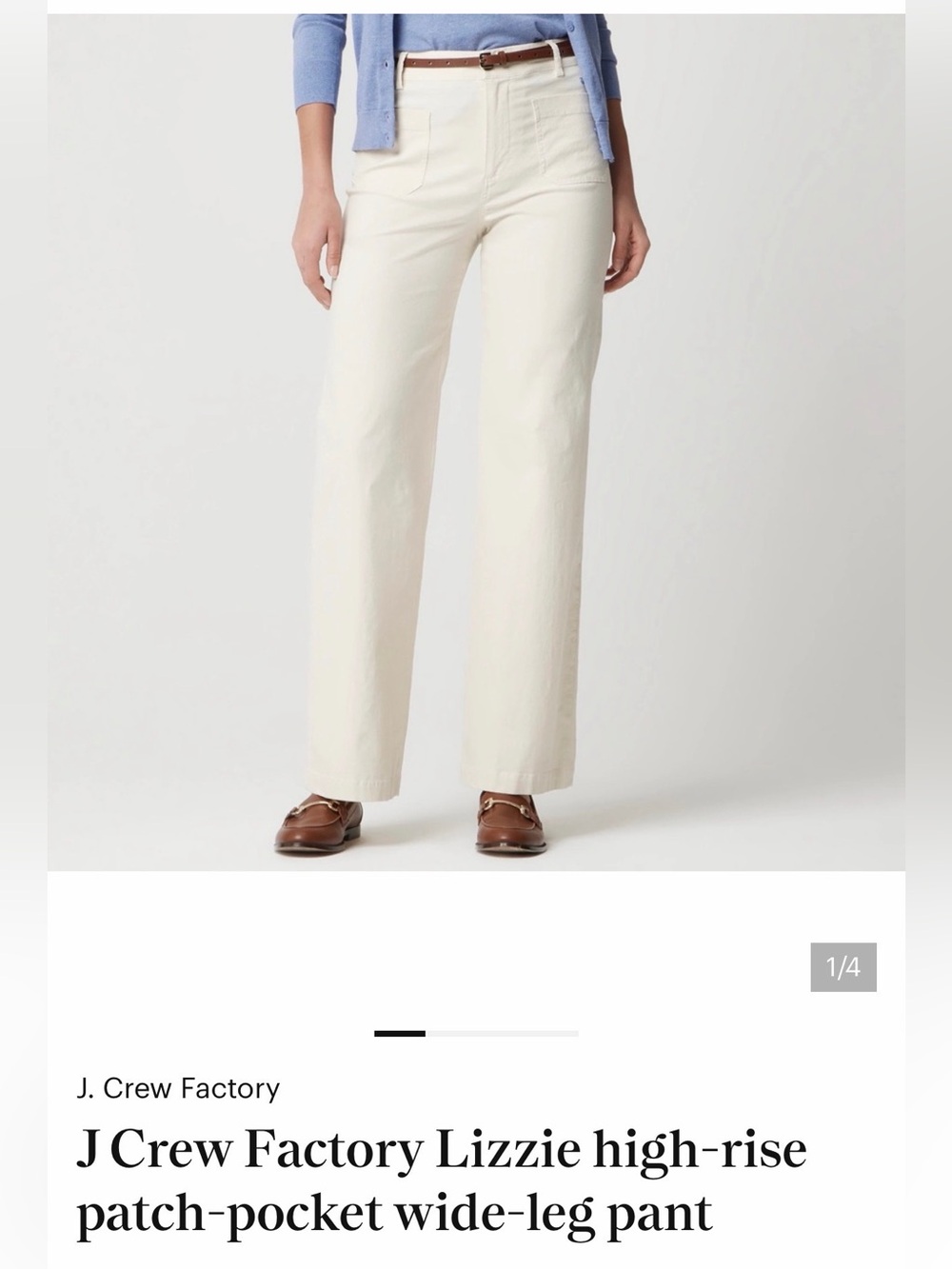 J. Crew Lizzie Pant in Light Cream